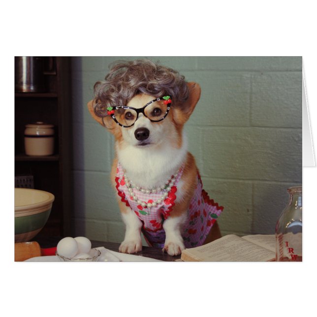 Corgi Cook Get Well Card (Voorkant Horizontaal)