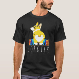 Corgi Corgeek Boek Nerd Geek Hond T-shirt