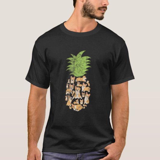 Corgi Corgis Ananas Hond Versleten T-shirt (Voorkant)