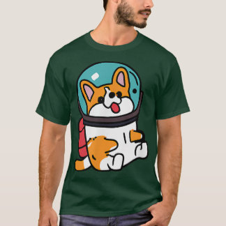 Corgi Cosmonaut Hondenliefhebber Puppy Retro T-shirt