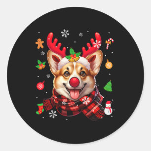 Corgi Cosplay Rendier Kerstkostuum Eigenaar Fam Ronde Sticker