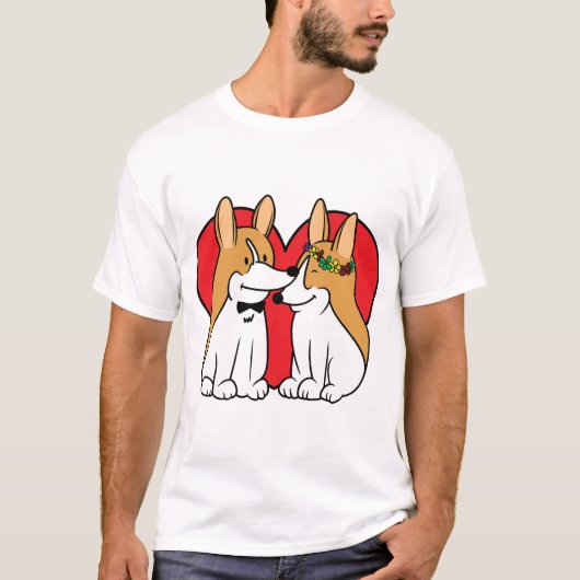 Corgi Couple Mannen T-Shirt (Voorkant)