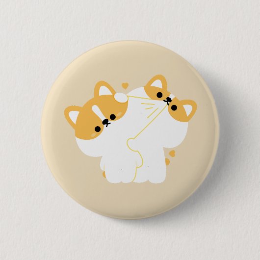 Corgi Couple Ronde Button 5,7 Cm (Voorkant)