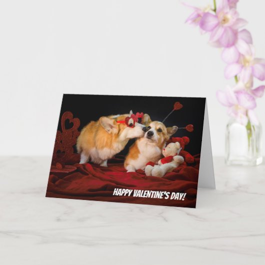 Corgi Couple Valentijn card Kaart (Orchidee)
