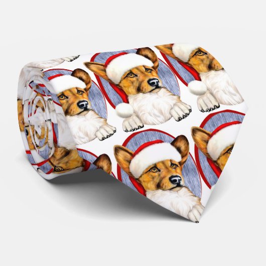 Corgi Cristmas Santa Stropdas (Opgerold)