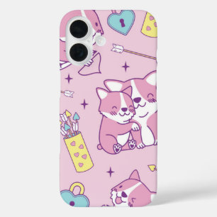 Corgi Crush Heart Eyes & Happy Vibes iPhone 16 Hoesje