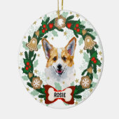 Corgi Cute Dog Kerstmis Cute Dog Cookie Wreath Keramisch Ornament (Links)
