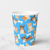 Corgi Cute Pattern Blue Papieren Bekers (Achterkant)