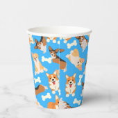 Corgi Cute Pattern Blue Papieren Bekers (Rechts)
