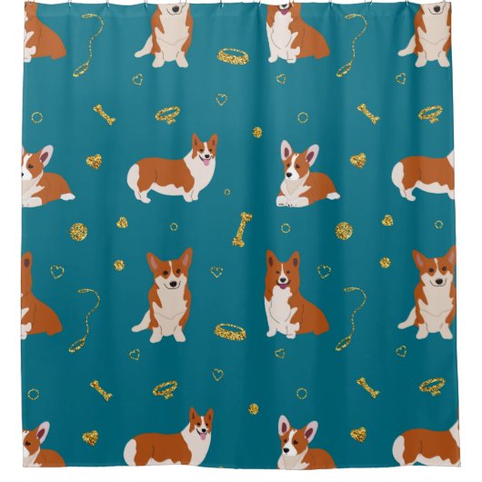 Corgi Cute Pattern Douchegordijn (Voorkant)