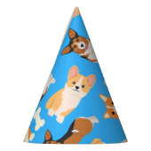 Corgi Cute Pattern in Blue Feesthoedjes (Links)