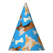 Corgi Cute Pattern in Blue Feesthoedjes (Rechts)