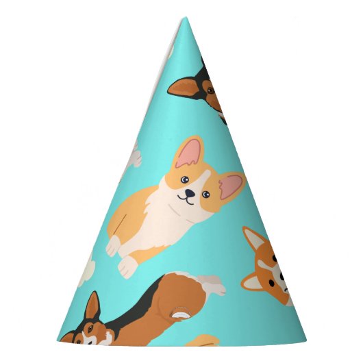 Corgi Cute Pattern in Mint Feesthoedjes (Links)