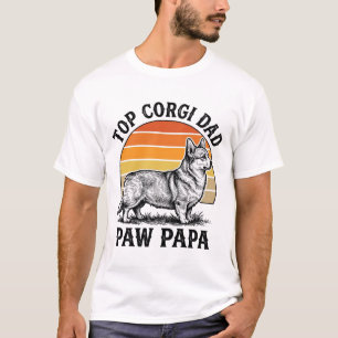 Corgi Dad T-shirt Vintage Sunset Dog Papa Cadeau_1