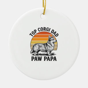 Corgi Dad T-shirt Vintage Sunset Dog Papa Cadeau_1 Keramisch Ornament