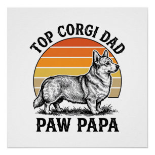 Corgi Dad T-shirt Vintage Sunset Dog Papa Cadeau_1 Perfect Poster