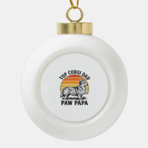 Corgi Dad T-shirt Vintage Sunset Hond Papa Cadeau_ Keramische Bal Ornament