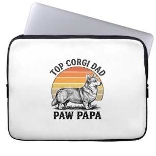 Corgi Dad T-shirt Vintage Sunset Hond Papa Cadeau_ Laptop Sleeve
