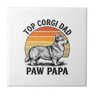 Corgi Dad T-shirt Vintage Sunset Hond Papa Cadeau_ Tegeltje