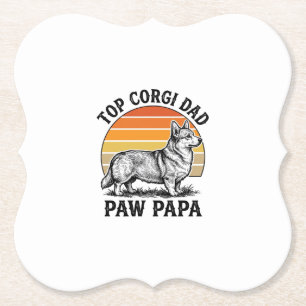 Corgi Dad T-shirt Vintage Zonsondergang Hond Papa  Kartonnen Onderzetters