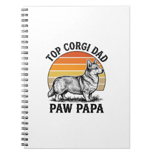 Corgi Dad T-shirt Vintage Zonsondergang Hond Papa  Notitieboek