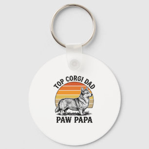 Corgi Dad T-shirt Vintage Zonsondergang Hond Papa Sleutelhanger