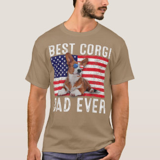 Corgi Dad USA American Flag Corgi Hondenliefhebber T-shirt