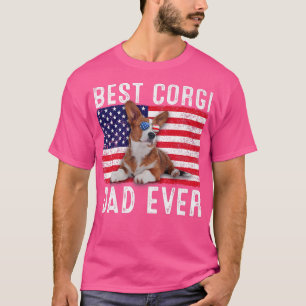 Corgi Dad USA American Flag Corgi Hondenliefhebber T-shirt