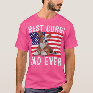 Corgi Dad USA American Flag Corgi Hondenliefhebber T-shirt
