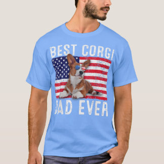 Corgi Dad USA American Flag Corgi Hondenliefhebber T-shirt