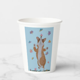 Corgi dancing with butterflies Paper Cups Papieren Bekers