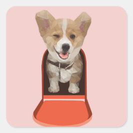 Corgi Delivery Vierkante Sticker