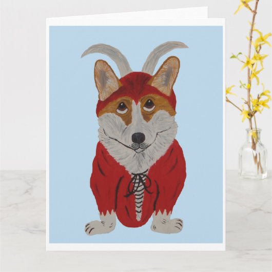 Corgi Devil Kaart (Gele Bloem)