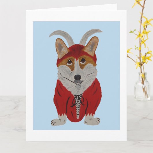 Corgi Devil Kaart (Gele Bloem)