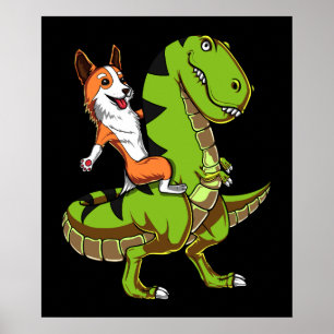 Corgi die de Grappige Hond van de Dinosaurus Poster