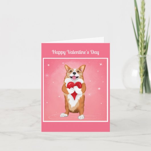 Corgi die een hartvolle Valentijnsdag houdt Feestdagen Kaart (Voorkant)