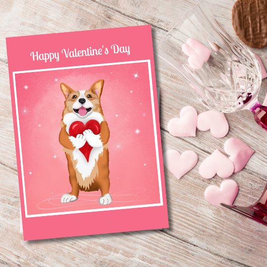 Corgi die een hartvolle Valentijnsdag houdt Feestdagen Kaart
