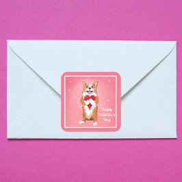 Corgi die een hartvolle Valentijnsdag houdt Vierkante Sticker