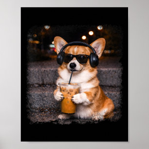 Corgi die ijskoffie drinkt liefhebber humor grappi poster
