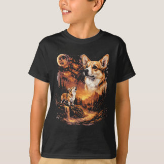 Corgi die naar de maan huilt Vintage 90s grappige T-shirt