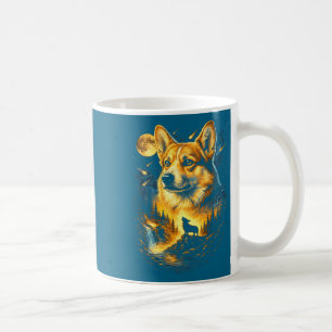 Corgi die naar de maan jankt vintage 90s grappige koffiemok