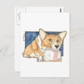 Corgi die op de pinda Butter Jar tikt Briefkaart (Voorkant / Achterkant)