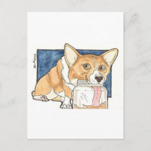 Corgi die op de pinda Butter Jar tikt Briefkaart