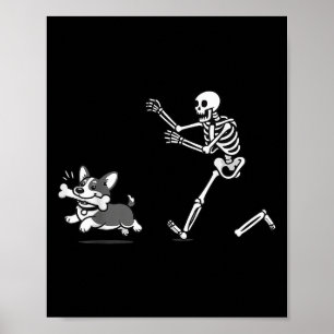 Corgi die Skelet najaagt Halloween Sfeer Corgi Hon Poster