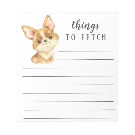 Corgi Dingen naar Fetch Notitieblok (Voorkant)