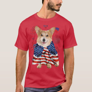 Corgi Dog American USA Vlag op 4 juli Hondenliefhe T-shirt