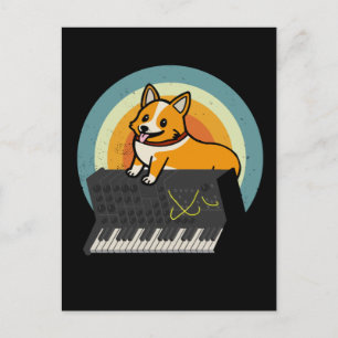 Corgi Dog Analog Drum Machine Keyboard Synthesizer Briefkaart