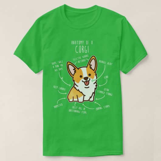 Corgi Dog Anatomy T-shirt (Design voorkant)