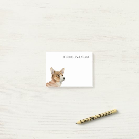 Corgi Dog Art | Jouw namen toevoegen Post-it® Notes (Op bureau)