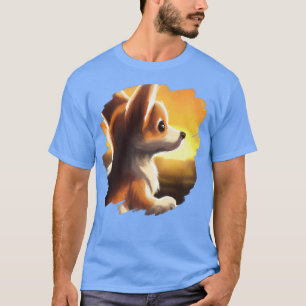 Corgi Dog Art Sunset Retro Corgis Dogs-313 T-shirt